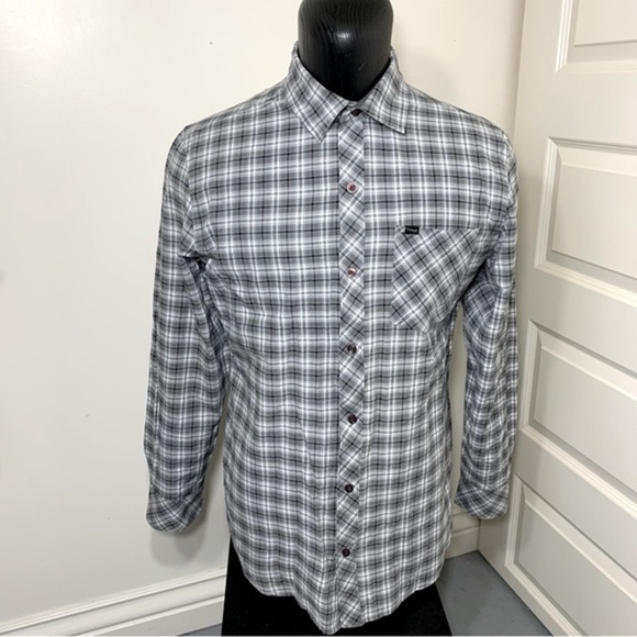 HURLEY Active wear Preppy Gray Plaid Casual Button Down Shirt Chest pocket Sz L - Picture 13 of 13